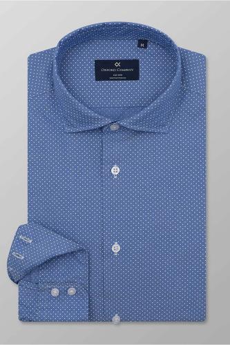 Oxford Company ανδρικό πουκάμισο με πουά σχέδιο Slim Fit - J141-RU21.01 Μπλε Ανοιχτό XL